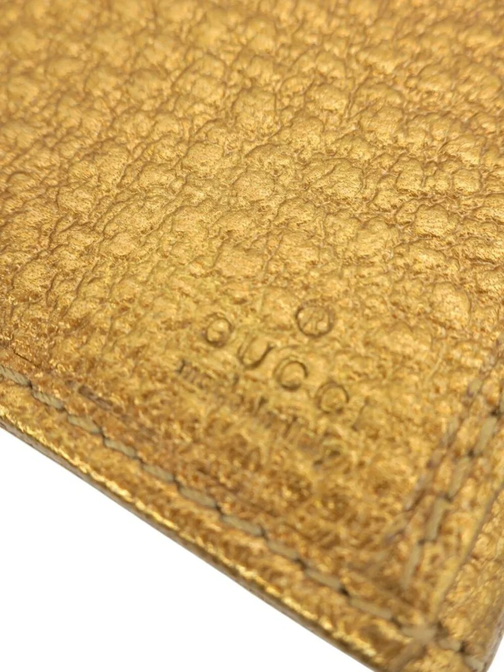GUCCI Hasler Horsebit Metallic Leather Wallet Gold Bronze